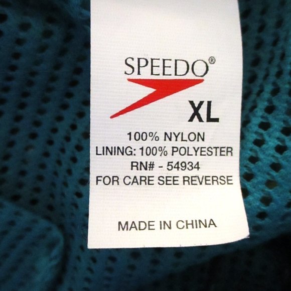 Speedo Men's Swim Trunks, Blue & Green Leaf Print, Pockets, Size XL - Picture 9 of 12